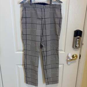 Theory Black White Plaid Cropped Slim Ankle Pants - Academia / Preppy